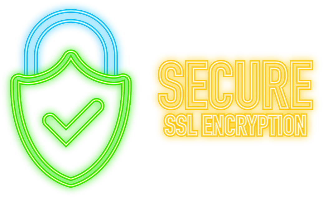 Neon Icon. SSL encryption secure badge on white background. Green banner. Vector illustration